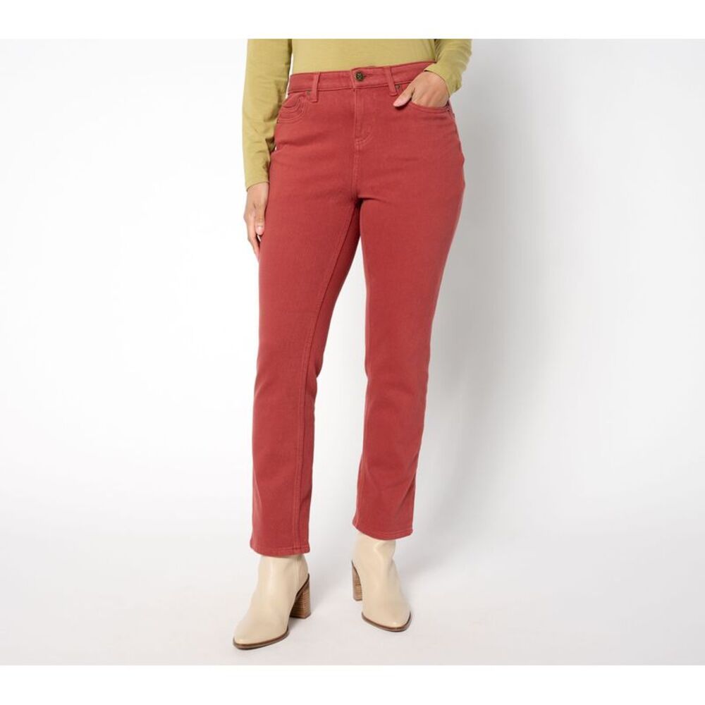Belle by Kim Gravel Women's Pants Sz 12 Tall Flexibelle Curvy Pocket Red A684727